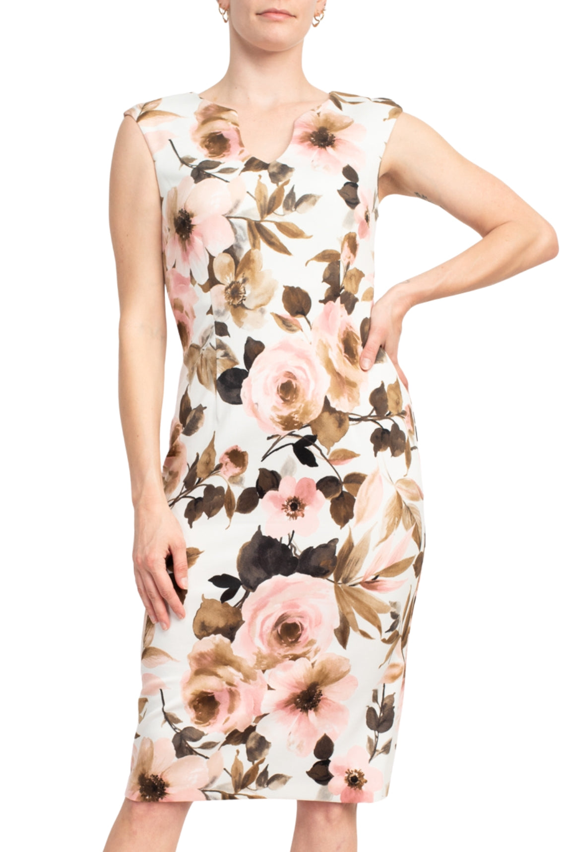 Connected Apparel Floral-Print Chiffon Midi Dress Connected Apparel Floral-Print Chiffon Midi Dress