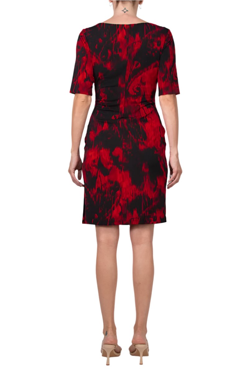 Connected Apparel Bateau Neck Quarter Sleeve Jersey Sheath Dress | Available at Curated Brands in Los Angeles Connected Apparel Bateau Neck Quarter Sleeve Jersey Sheath Dress | Available at Curated Brands in Los Angeles