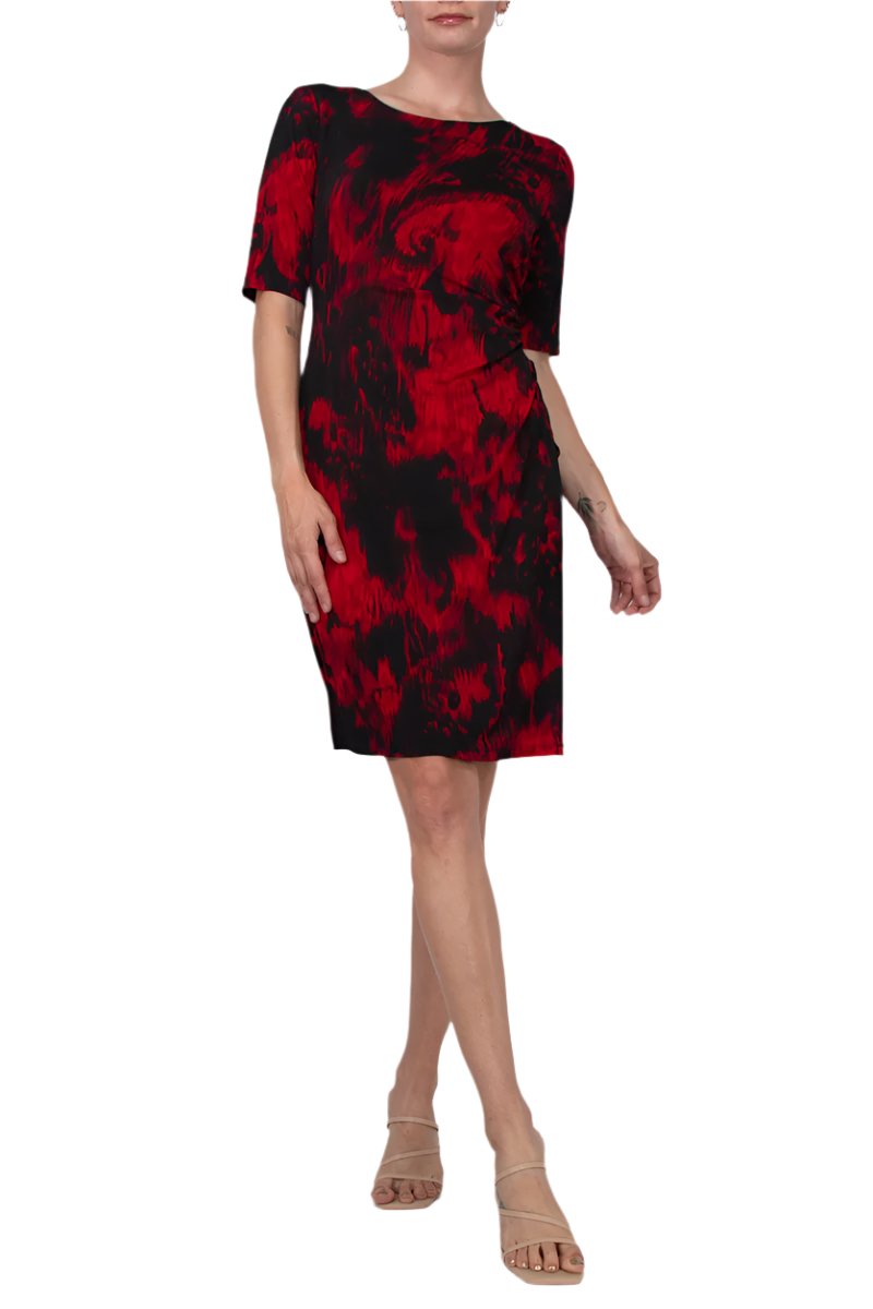 connected apparel red dress Womens Notched Short Sleeve Maxi Formal Petites 6P complete with a sequined lace bodice and flattering wrap silhouette. Connected Apparel TPN10681 - Sheer
