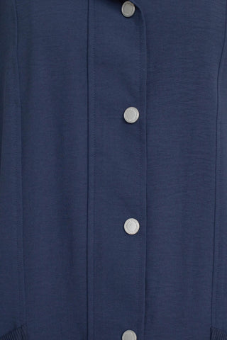 Adyson Parker High Neck Snap Button and Zipper Closure Pockets Elastic Cuff Long Sleeve String Tie Hem Knit Jacket