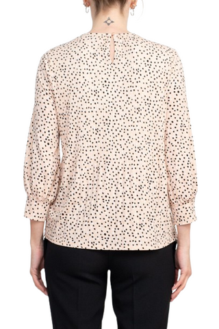 Adrianna Papell Crew Neck 3/4 Sleeves Crepe Top - Champagne Black - Back