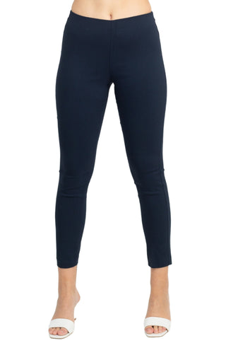 Adrianna Papell Mid Waist Pull On Skinny Pants - Navy - Front 