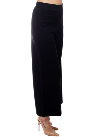 Adrianna Papell Mid Waist Solid Wide Leg Ponte Knit Pant - BLACK - Side 