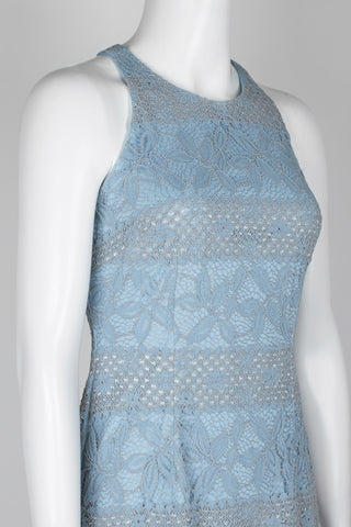Adrianna Papell Crew Neck Racer Zipper Back Lace Dress_Blue Lilac_Side View