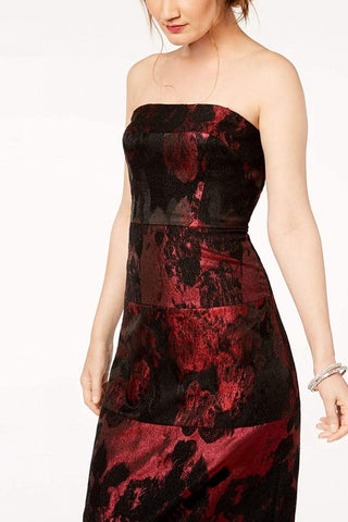 Adrianna Papell Strapless Zipper Back A-Line Jacquard Dress (Petite)