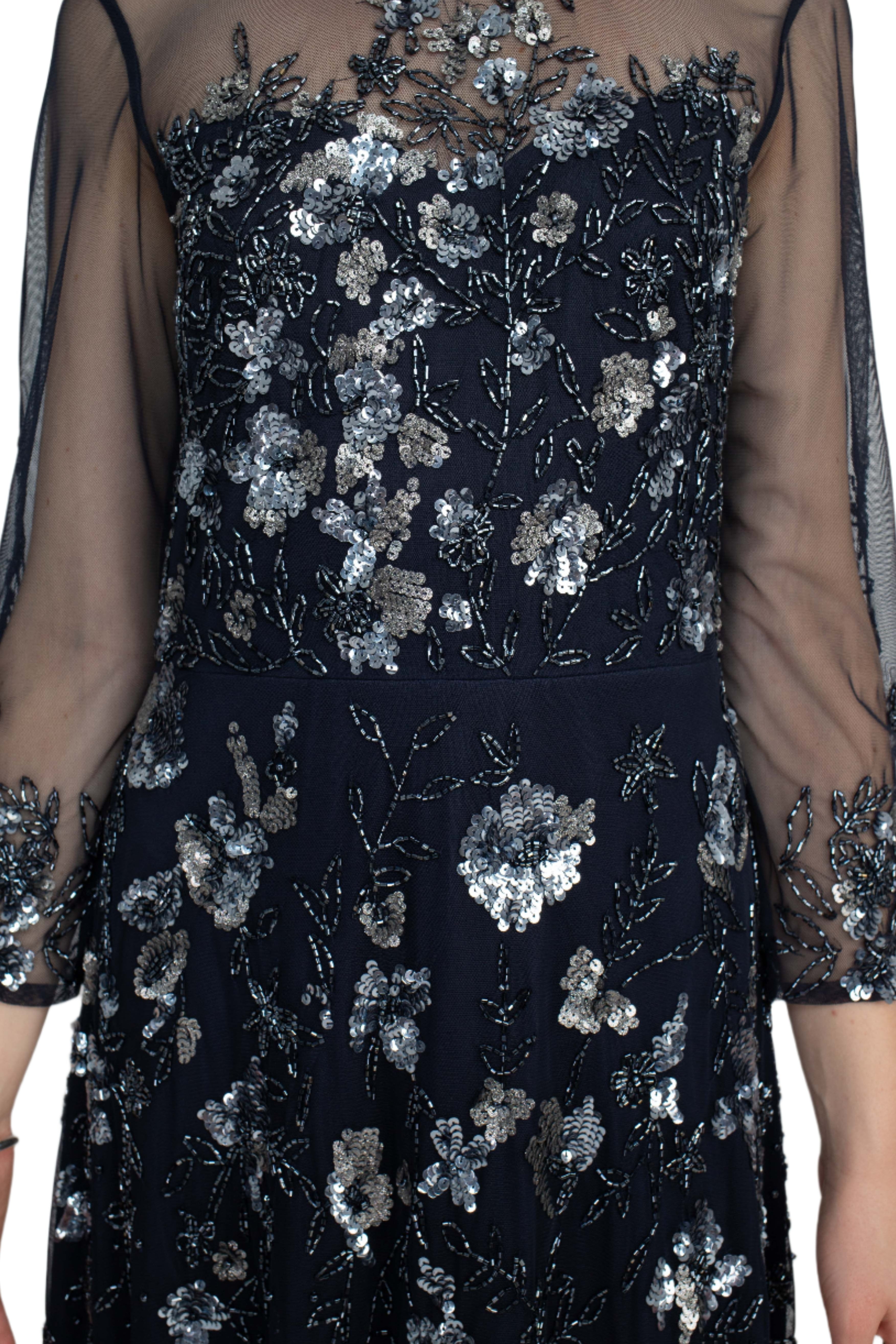 Adrianna Papell Crew Neck 3/4 Sleeves Back Zipper Beaded Floral Dress | Available at Curated Brands in Los Angeles Adrianna Papell Crew Neck 3/4 Sleeves Back Zipper Beaded Floral Dress | Available at Curated Brands in Los Angeles