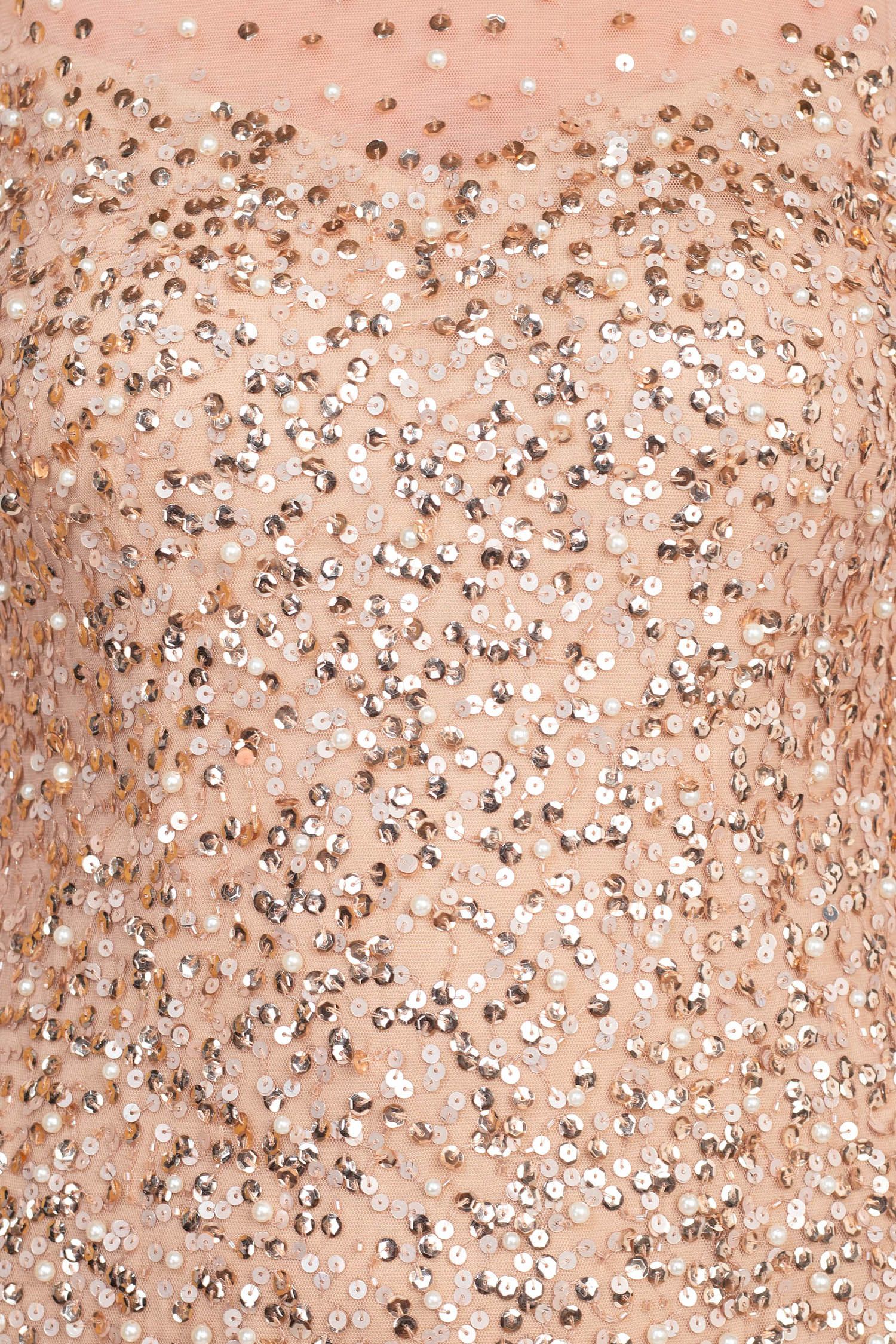 Adrianna Papell Illusion Crew Neck Sleeveless Beaded Sequined Sheath Zipper Back Godet Mesh Dress | Available at Curated Brands in Los Angeles Adrianna Papell Illusion Crew Neck Sleeveless Beaded Sequined Sheath Zipper Back Godet Mesh Dress | Available at Curated Brands in Los Angeles