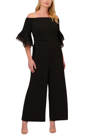 Adrianna Papell crepe jumpsuit ( Plus Size ) - Black - Front 