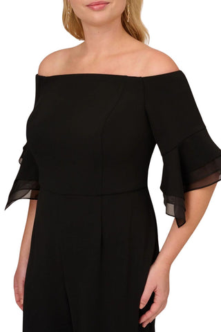 Adrianna Papell crepe jumpsuit ( Plus Size ) - Black - Neck 