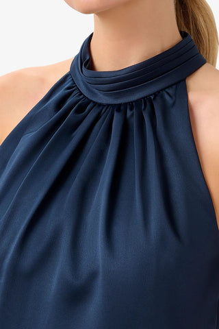 Adrianna Papell Halter Neck Sleeveless Back Zipper Sleeveless Side Slit Long Dress
