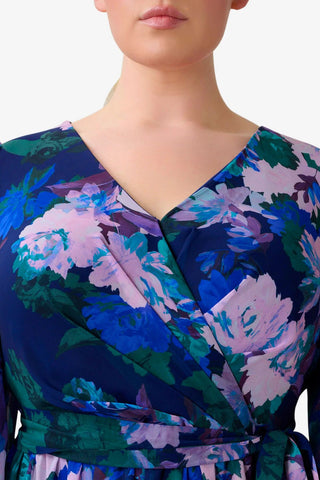 Adrianna Papell Floral Dress - NAVY MULTI - Neck 