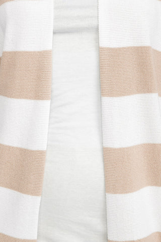 Cyrus Knits Open Front Long Sleeve Stripe Pattern Knit Cardigan_ercuh_white_Front Detailed View