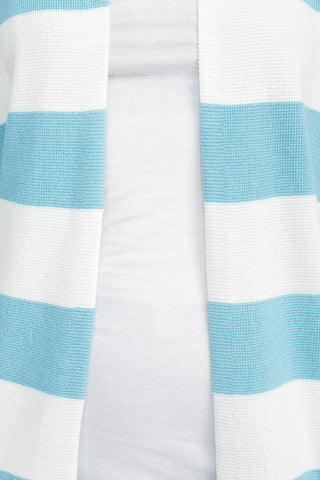 Cyrus Knits Open Front Long Sleeve Stripe Pattern Knit Cardigan_bluewhite_Front Detailed View