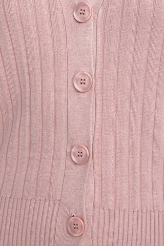 Cyrus V-Neck Button Down Long Sleeve Knit Cardigan - Cocoon Pink - Fabric 