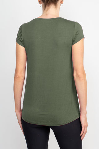 Cable & Guage Scoop Neck Short Sleeve Pocket Solid ITY T-Shirt