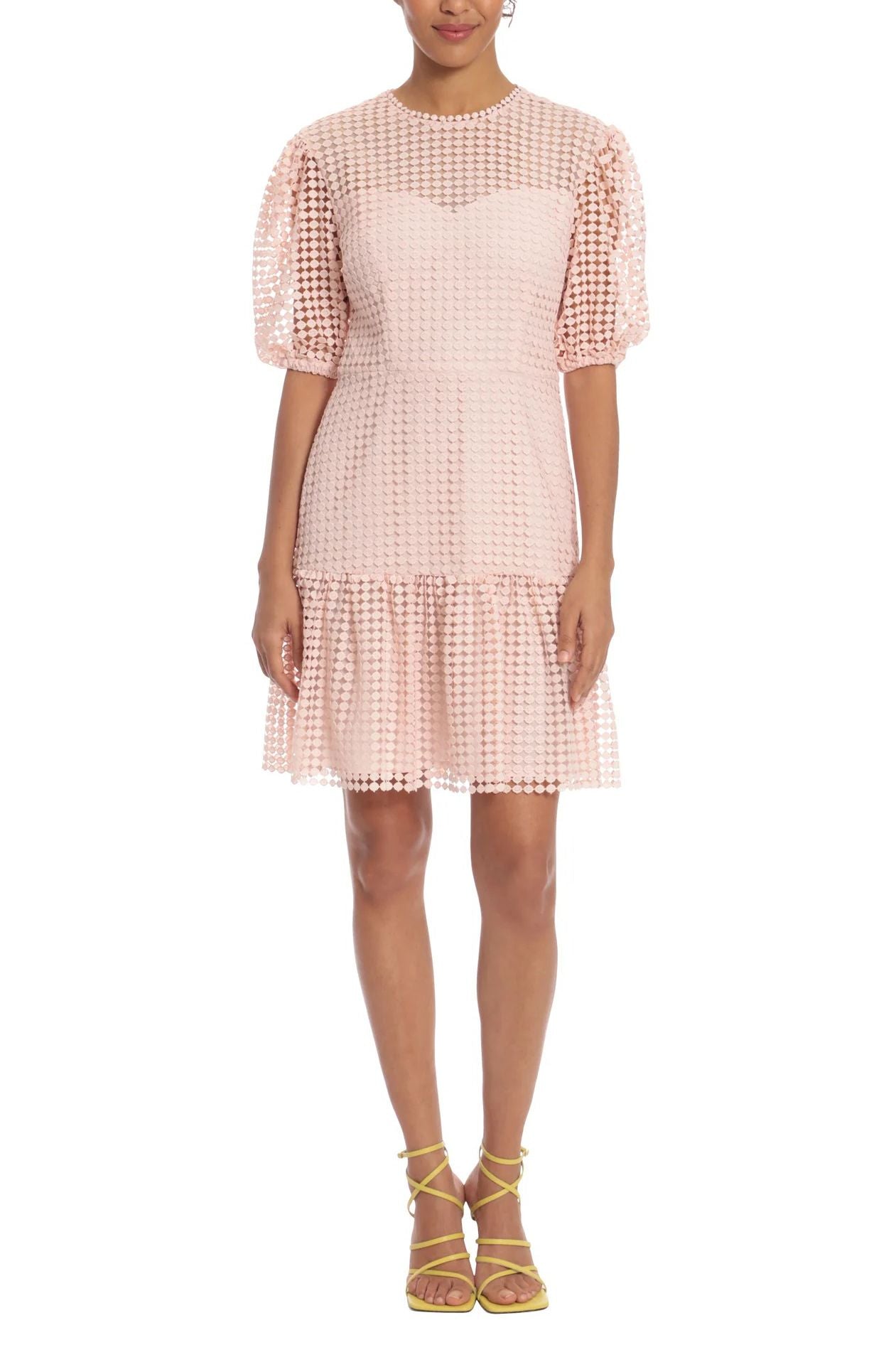 Donna Morgan Circle Crochet Lace Mini Dress, 6 / Blush Donna Morgan Circle Crochet Lace Mini Dress, 6 / Blush
