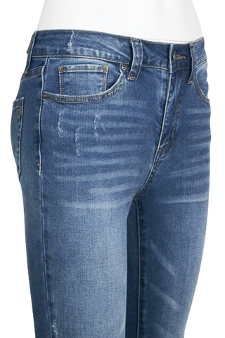 Velvet Heart Mid Waist Skinny Jeans Stretch Button & Zipper Fly Closure Denim Pants with Pockets - Monrovia - Side