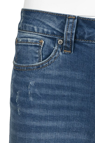 Velvet Heart Mid Waist Skinny Jeans Stretch Button & Zipper Fly Closure Denim Pants with Pockets - Monrovia - Detail