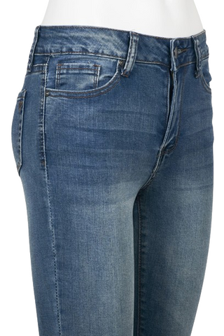 Velvet Heart Mid Waist Skinny Jeans Stretch Button & Zipper Fly Closure Denim Pants with Pockets - Soho - Side