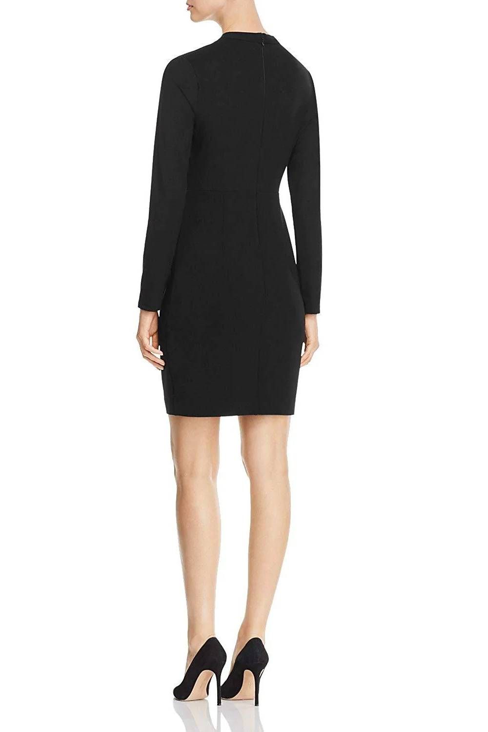 Elie Tahari Pleated V-Neck Long Sleeve Zipper Back Modal Crepe Dress | Available at Curated Brands in Los Angeles Elie Tahari Pleated V-Neck Long Sleeve Zipper Back Modal Crepe Dress | Available at Curated Brands in Los Angeles