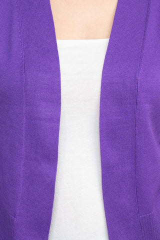 Eclectic Studio Open Front Long Sleeve Cropped Rayon Bolero-Violet_Detailed View