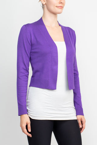 Eclectic Studio Open Front Long Sleeve Cropped Rayon Bolero-Violet_Side View