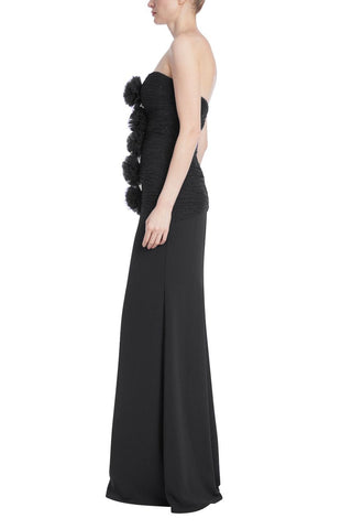 Badgley Mischka Strapless Puff Tulle Cascade Gown