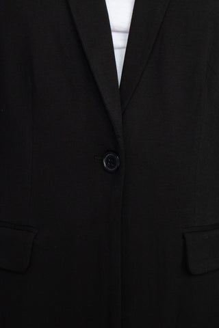 M Magaschoni Notch Collar Long Sleeve Welt Pockets 1 Button Closure Rayon Blazer - Black - Fabric