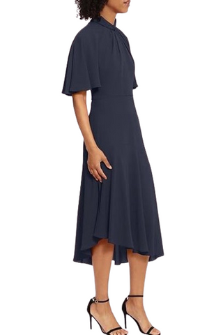Maggy London Twist Neck Front Detail Bodice Dress - Navy - Side