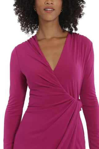 Maggy London Long Sleeve Twisted-Waist Wrap Dress - Orchid - Detail