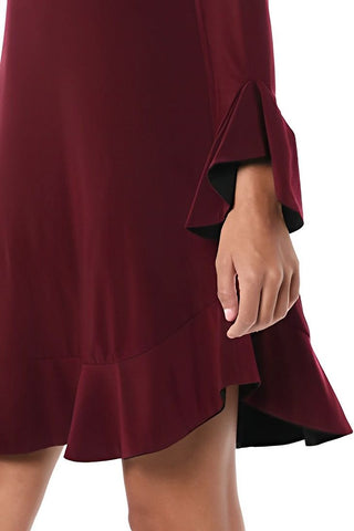 Laundry Boat Neck Circular Sleeve Flutter Reversible Two Color ITY Dress