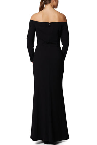 Laundry Off Shoulder Long Sleeve Bodycon Zipper Back Solid Gown