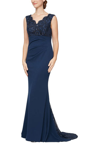 Alex Evenings V-Neck Sleeveless Back Zipper Long Gown Dress | Available at Curated Brands in Los Angeles Alex Evenings V-Neck Sleeveless Back Zipper Long Gown Dress | Available at Curated Brands in Los Angeles