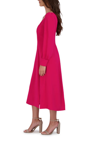 Julia Jordan Long Sleeve Front Slit Dress - PINK - Side