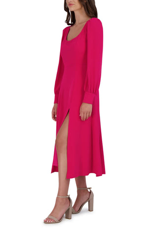 Julia Jordan Long Sleeve Front Slit Dress - PINK - Front slit