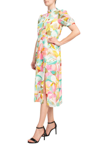Julia Jordan Chiffon Midi Dresses Elegant and Timeless Styles for Every Occasion - Ivory Multi - Side View
