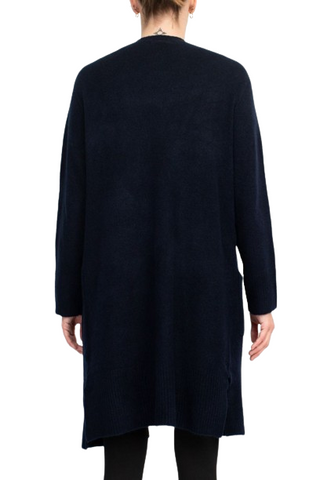 Velvet Heart Open Front Long Sleeve Ribbed Cuffs and Hem Knit Oversize Cardigan with Pockets - Deep Navy - Back
