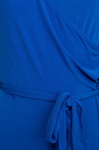 Nina Leonard V-Neck Back Zipper Sleeveless Front Tie Waist Jersey Jumpsuit