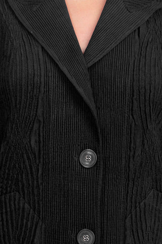 Flair Notched Collar Long Sleeve 2 Button Closure Solid Textured Jacket_black_detailed View