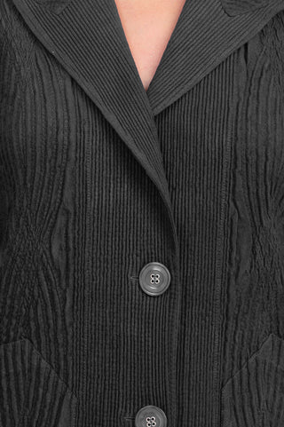 Flair Notched Collar Long Sleeve 2 Button Closure Solid Textured Jacket_charcoal_detailed View