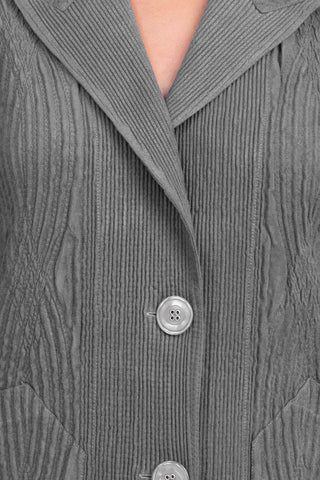 Flair Notched Collar Long Sleeve 2 Button Closure Solid Textured Jacket_charcoal_detailed View