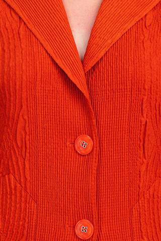Flair Notched Collar Long Sleeve 2 Button Closure Solid Textured Jacket_poppy_detailed  View
