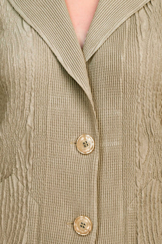 Flair Notched Collar Long Sleeve 2 Button Closure Solid Textured Jacket_sand_detailed View