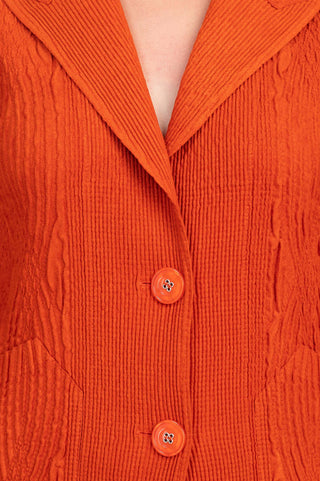 Flair Notched Collar Long Sleeve 2 Button Closure Solid Textured Jacket_spice_detailed View