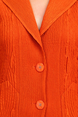 Flair Notched Collar Long Sleeve 2 Button Closure Solid Textured Jacket_sunset_detailed View