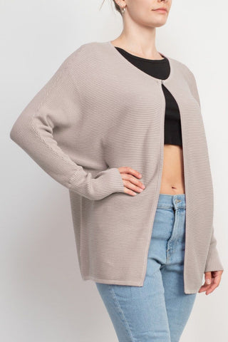 Lissy Crew Neck Open Front Long Sleeve Knit Cardigan