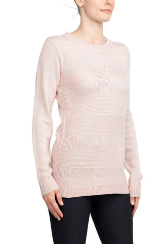 Lissy Crew Neck Long Sleeve Solid Knit Top_dusty_pink_side View