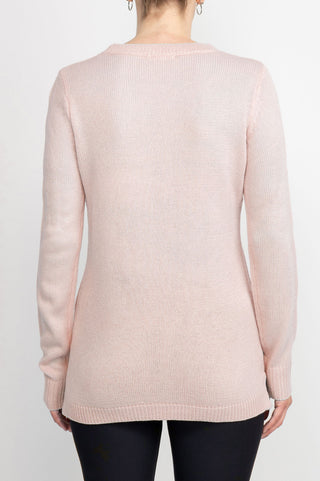 Lissy Crew Neck Long Sleeve Solid Knit Top_dusty_pink_back View