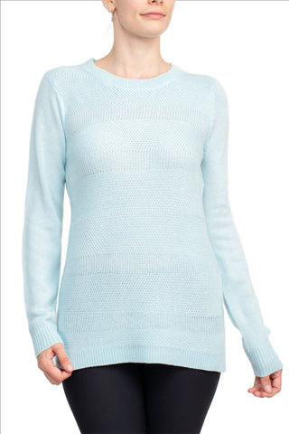Lissy Crew Neck Long Sleeve Solid Knit Top_pastel_blue_front View