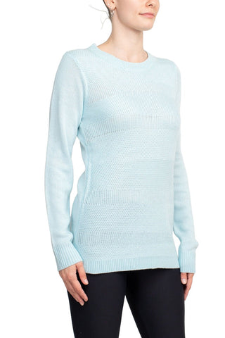 Lissy Crew Neck Long Sleeve Solid Knit Top_pastel_blue_side View